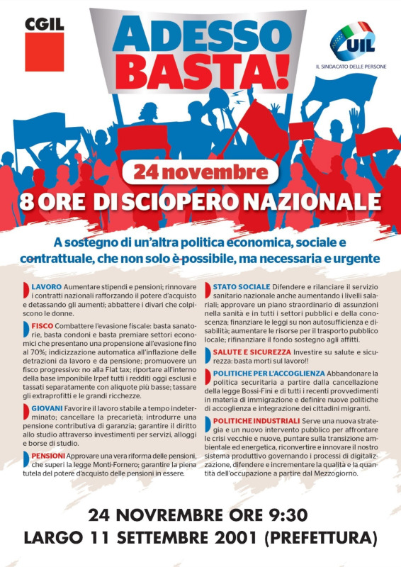 Sciopero generale 24/11/2023
